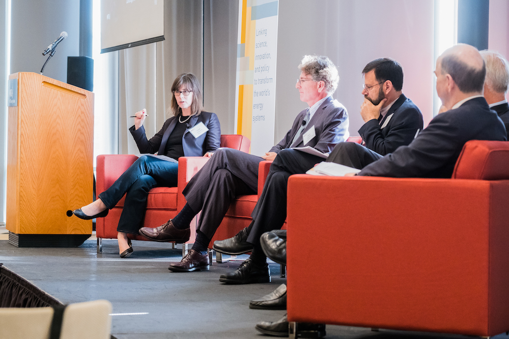 New York Times energy and environmental policy correspondent Coral Davenport (far left) took part in a morning panel on global energy challenges.